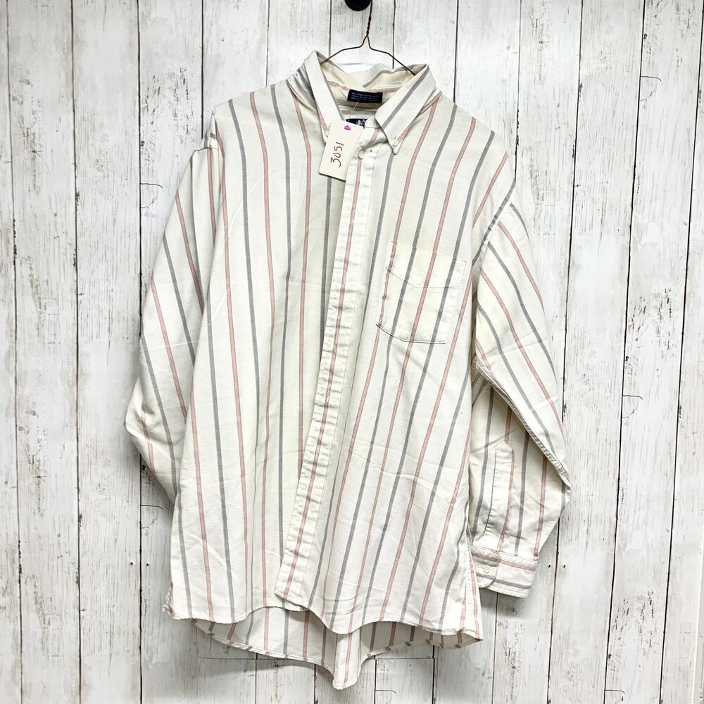 Stafford Shirt Men Size 17 34 Collared Button Down‎ Long Sleeve Oxford Tailored
